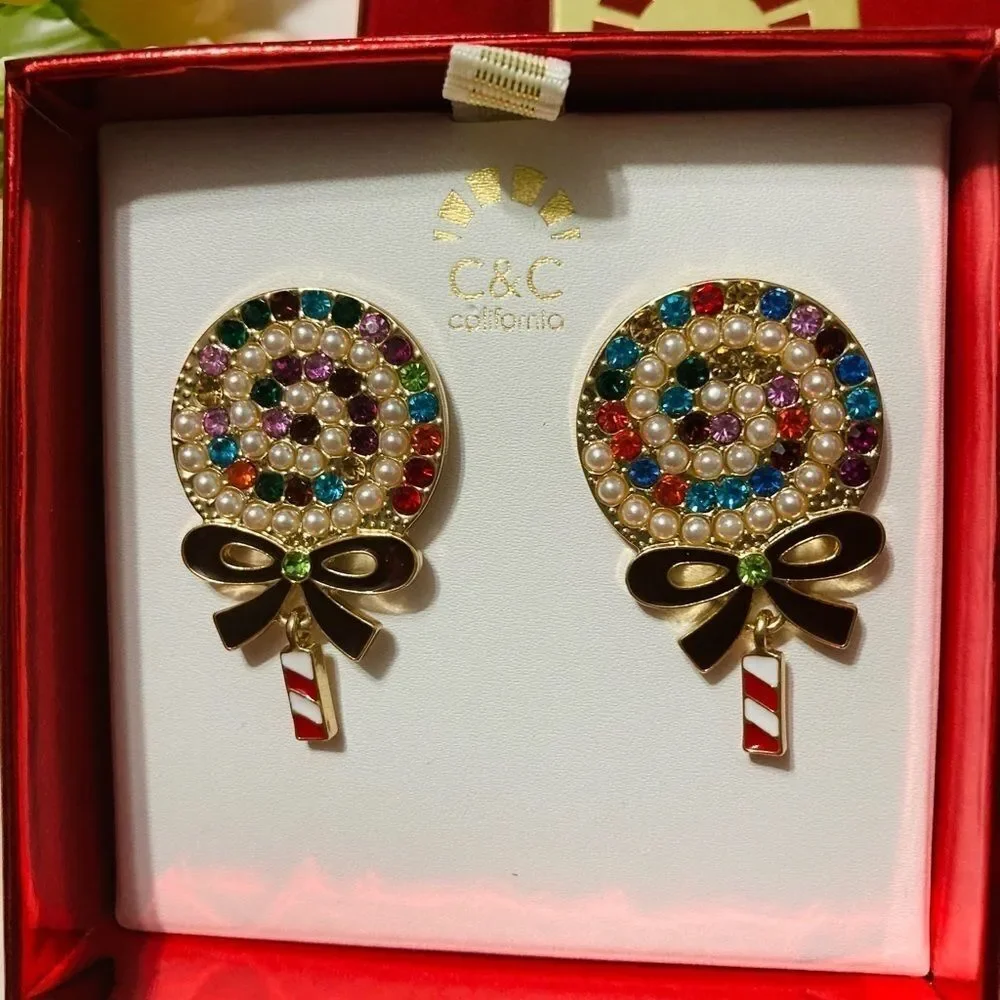 NIB C&C CALIFORNIA RAINBOW LOLLIPOP EARRINGS
